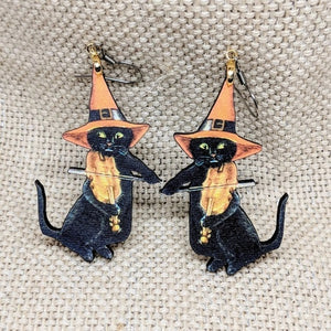 Halloween Black Cat Earrings
