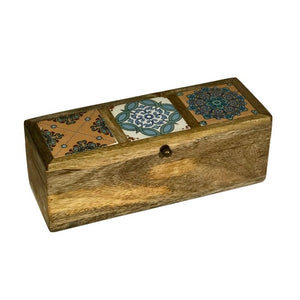 Large Constantinople Mango Wood Inlaid Tile Hinged Box