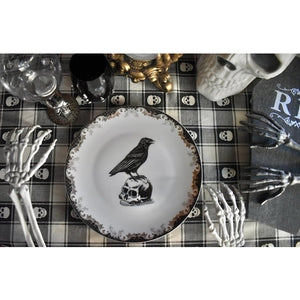Plate. Black Crow perched on Skull. Side Salad 8.5 inches