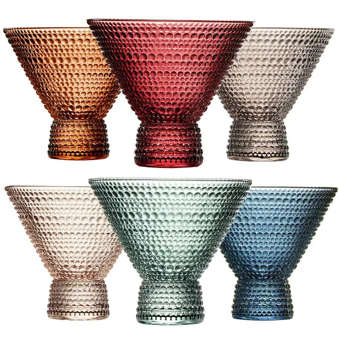 Beaded Stemless Martini Drinking Glasses | Set of 6