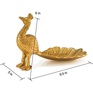 Large Gold Peacock Dish/Decorative Bowl