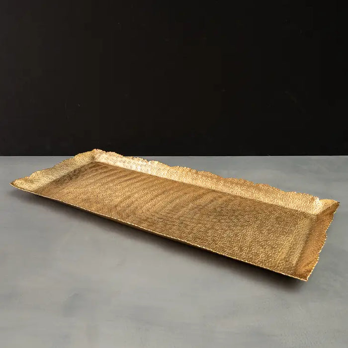 Gold Hammered Aluminum Serving Tray