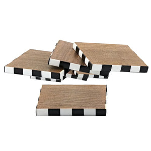 Checker Wood Coasters Set of 4