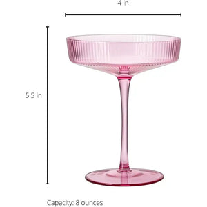 Pink Ripple Cocktail & Champagne Coupe Glasses - Set of 2