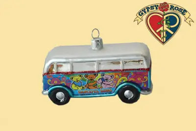 Grateful Dead Bus Glass Ornament