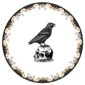 Plate. Black Crow perched on Skull. Side Salad 8.5 inches