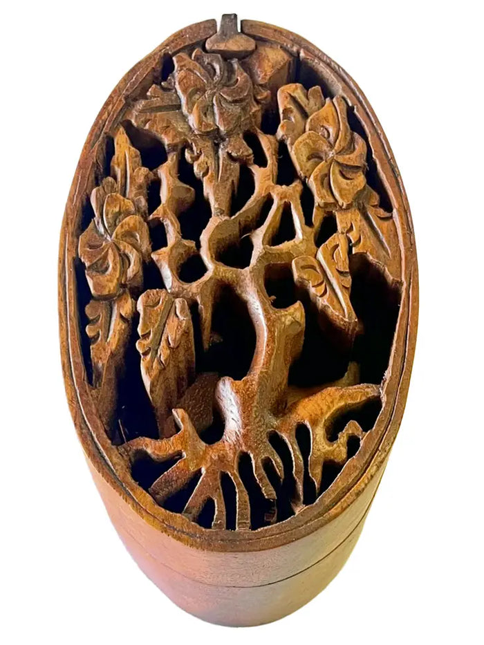 Tree of Life Carved Wooden Puzzle Box