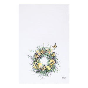 Butterfly Wreath Printed Flour Sack Kitchen Towel