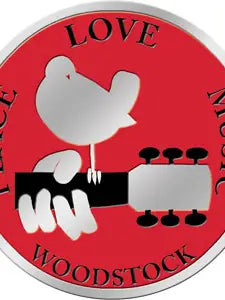 Large Woodstock Peace Love Music Guitar w/Dove Metal Sticker