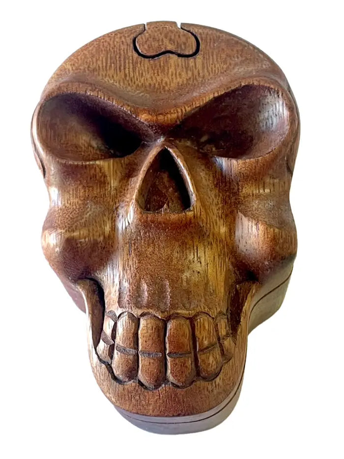 Skull Carved Wooden Puzzle Box
