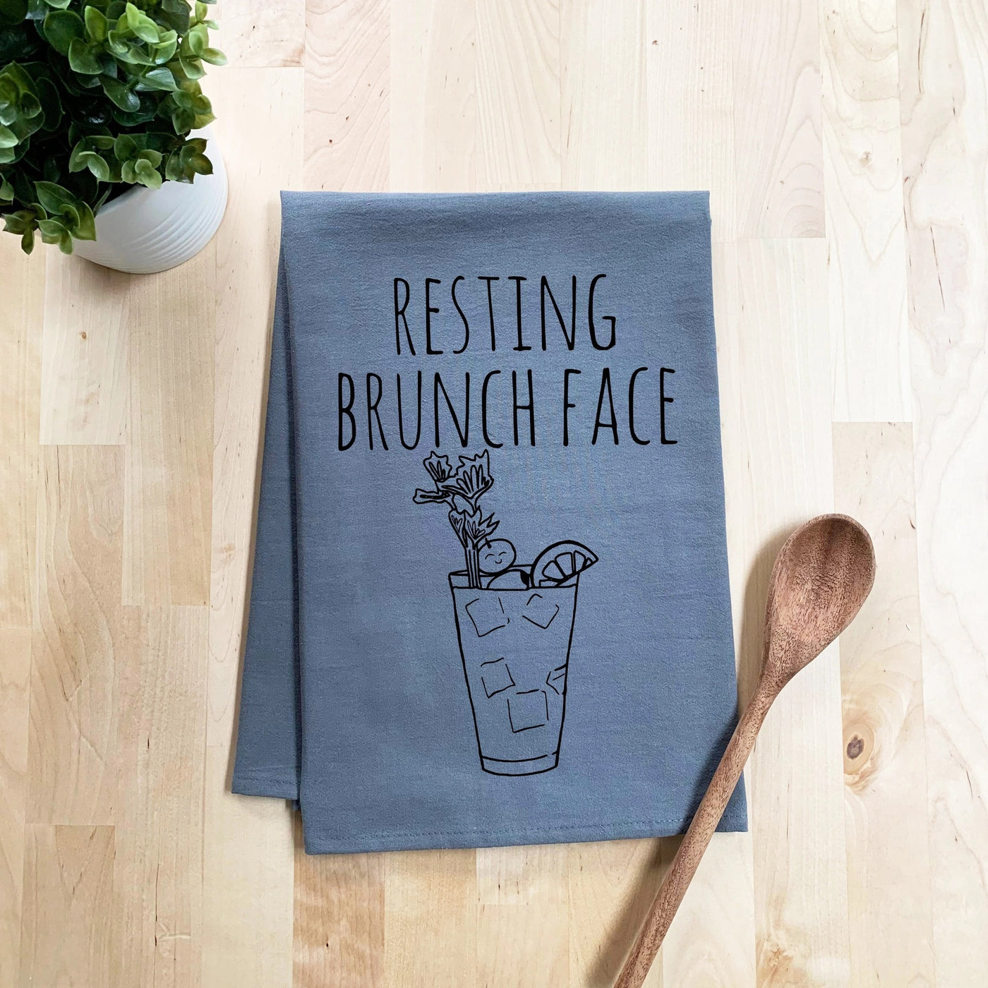 Resting Brunch Face Dish Towel - White Or Gray