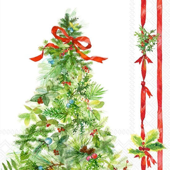 Disposable Paper Guest Towels - Christmas Tree