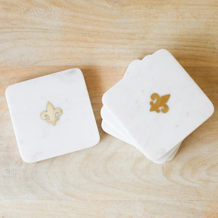 Fleur De Lis Marble Coasters (Set of Four)