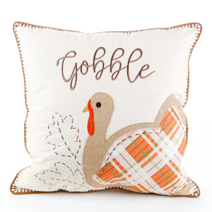 Gobble Plaid Turkey Pillow