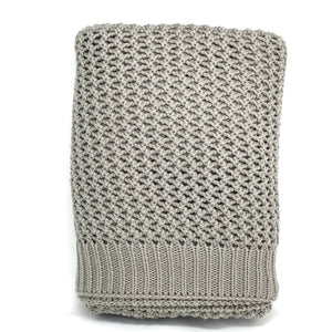 Knitted Throw Blanket - Gray