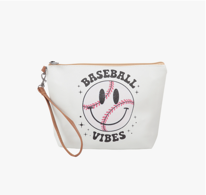 Baseball Cosmetic Wristlet Bag