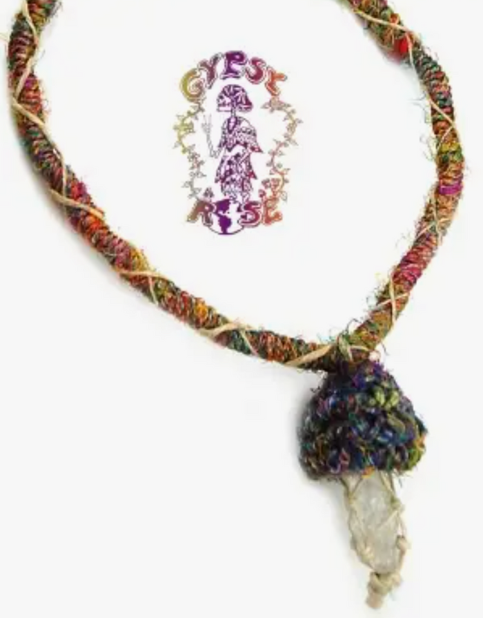 Recycled Silk Crystal Mushroom Necklace