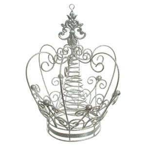 Silver Glittered Metal Crown Tree Topper