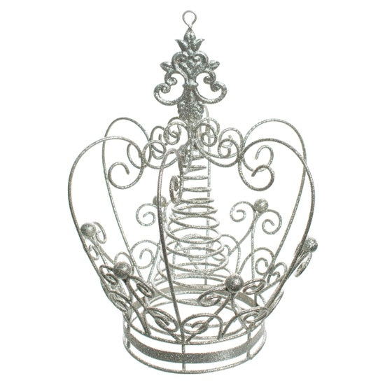 Silver Glittered Metal Crown Tree Topper