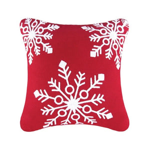 Snowflakes Red Rice Stitched Pillow