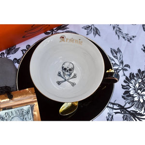 Victorian Goth Arsenic Black and Gold Teacup and Saucer