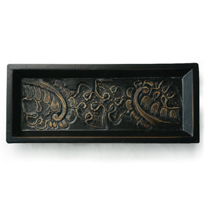 Small Carved Wooden Tray, Leaf Motif