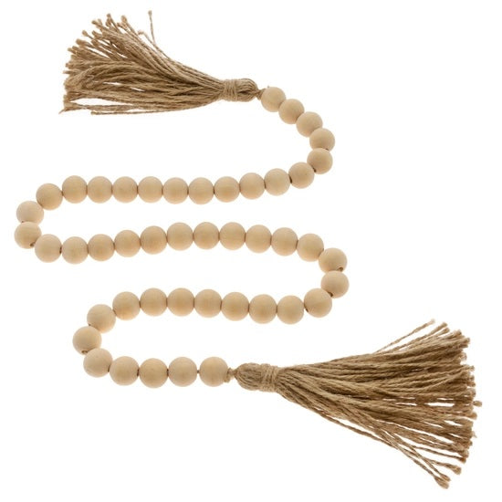 Natural Beads with Hemp Tassle