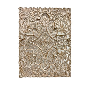 Hand Carved Ivory Coast 3-d Carved Wall Plaque  Original-White Wash