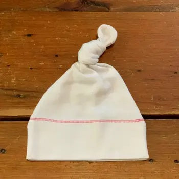 Organic Knotted Baby Hat - Pink stiching