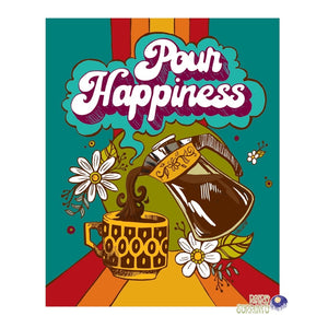 Pour Happiness Retro Coffee Art Print
