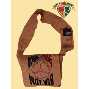 Make Love Not War Peace Embroidered DJ Cotton Bag.