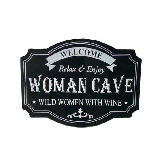 Metal Woman Cave Sign